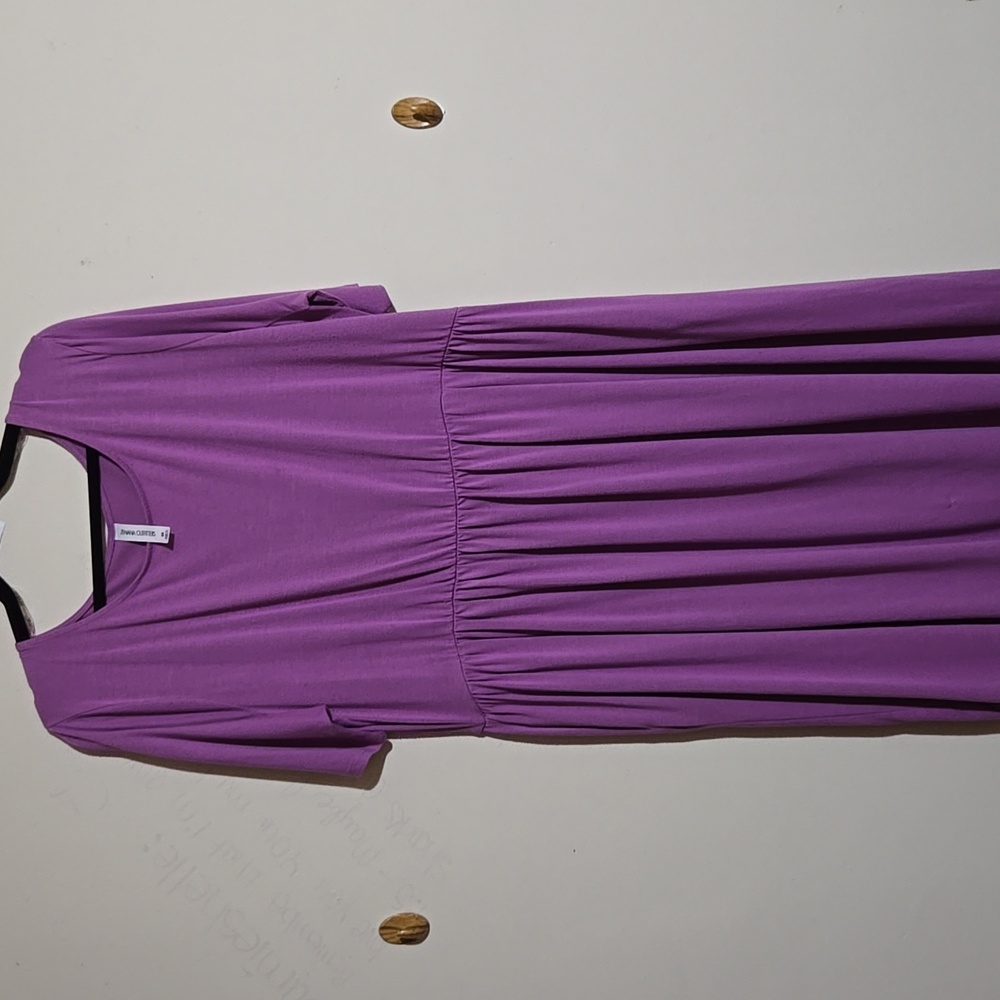 DR1 Zenana Outfitters Plus Size Midi Dress Sz 3X Round Neck Elastic Waist Pocket